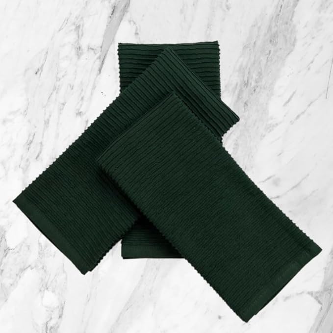 Serafina Home Dark Green Kitchen Hand Dish Towels: 100% Cotton Cloth Soft
