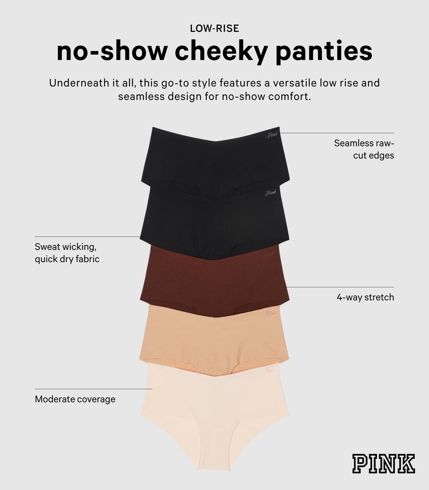 Victoria's Secret 5-Pack No Show Cheeky Panties