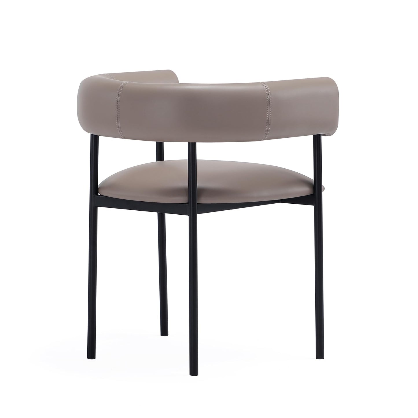 Manhattan Comfort Onda Dining Chair Upholstered in Vegan Leather, Metal Frame with Wraparound Backrest, Modern Seating for Kitchen Counter and Table, Taupe
