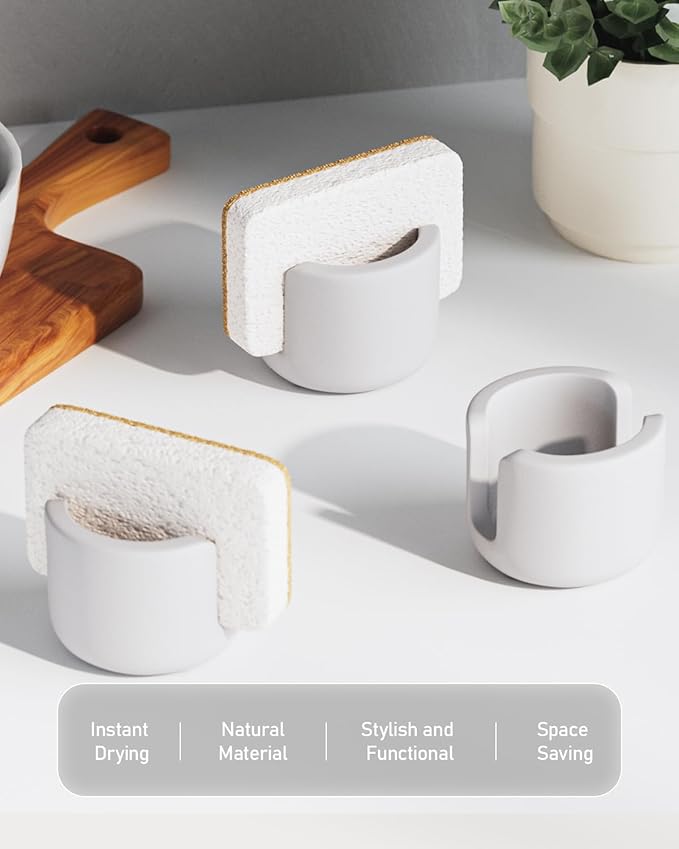 Diatomite Sponge Holder for Kitchen Sink, Quick Dry Diatomaceous Earth Compact