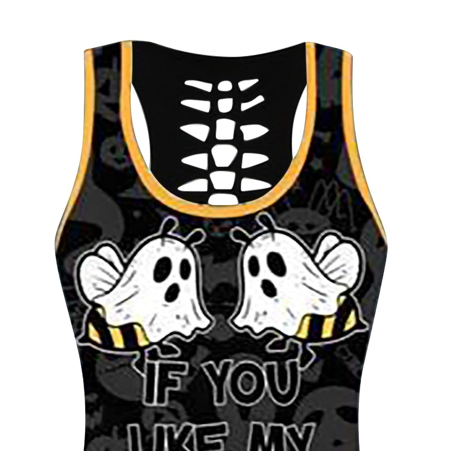 Pukdaswr Women's Halloween Sleeveless Tank Top Set If You Like My Pumpkin Printing Drawstring Shorts Stretch Bottoms Suits (Black, L)