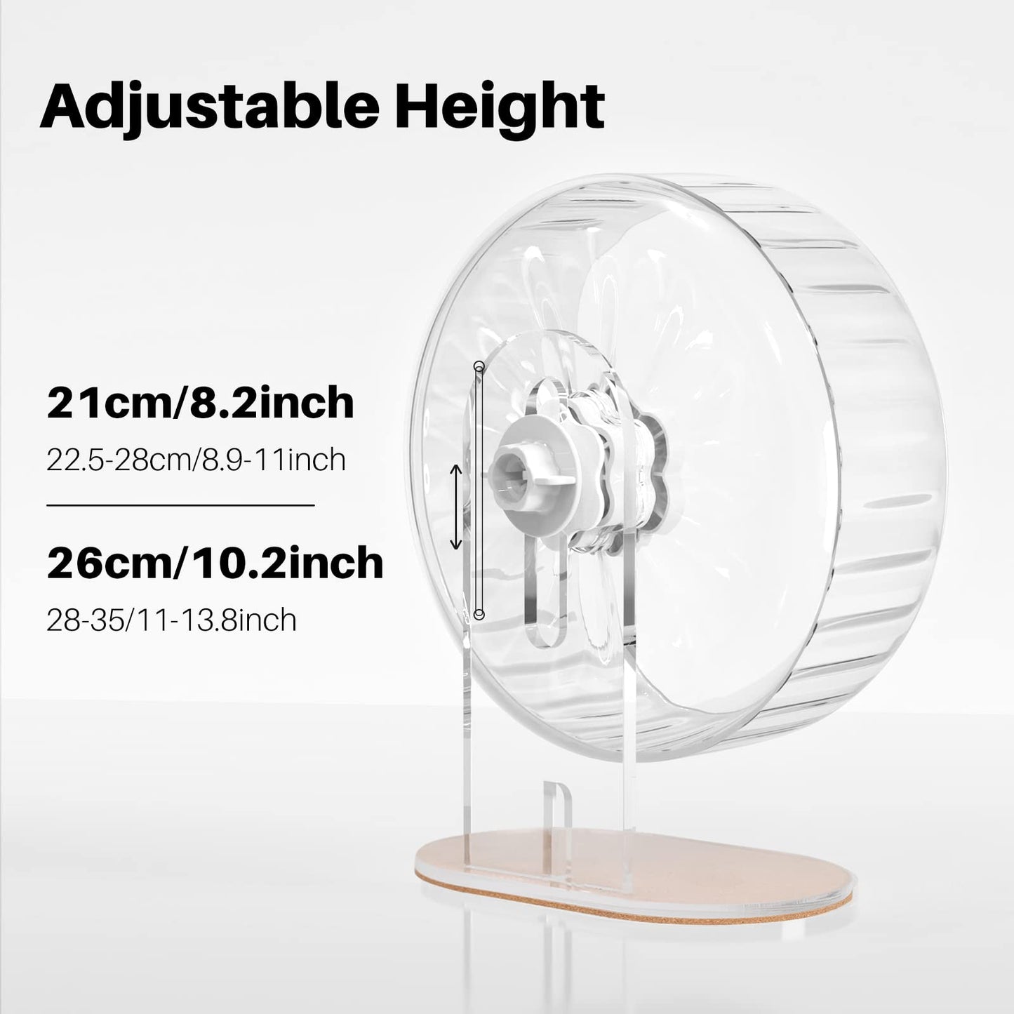 Bucatstate Hamster Wheel Super-Silent 26cm with Adjustable Base Dual-Bearing Exercise Wheel Quiet Spinning Running Wheel for Dwarf Syrian Hamster Gerbils and Other Small Animals