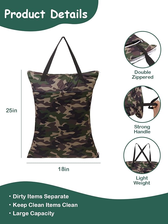 ALVABABY Large Wet Dry Bag Waterproof Hanging Cloth Diaper