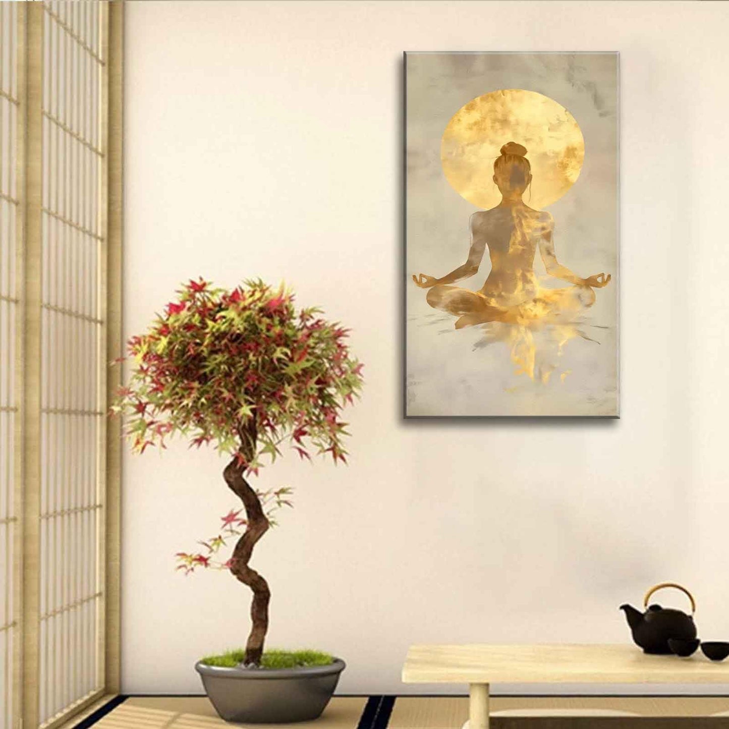 Large Zen Canvas Wall Art Modern Abstract Yoga Gold Meditation Decor Picture Tranquil Aesthetic Spa Posters Prints for Bathroom Spiritual Living Room Girl Bedroom Decoration