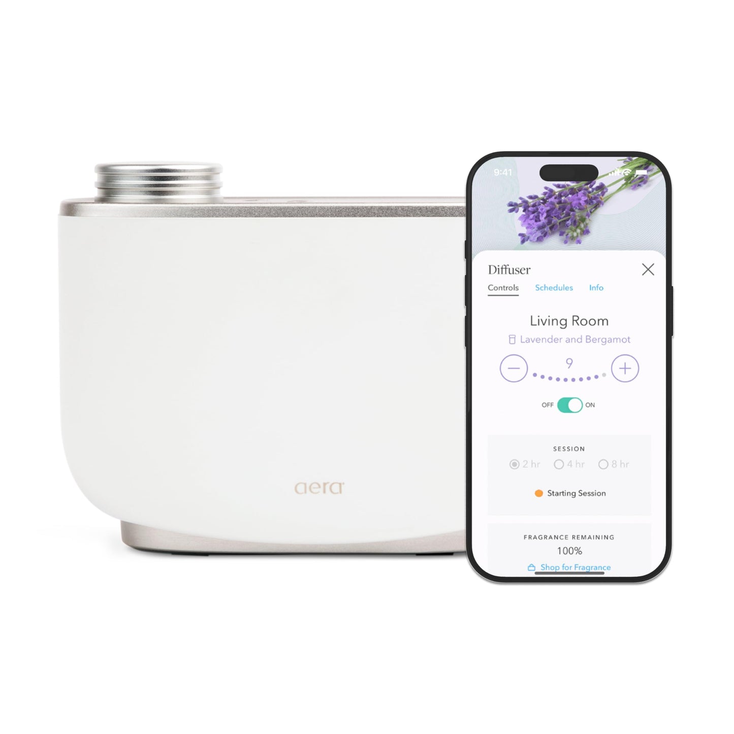 Aera Waterless Essential Oil Diffuser for Large Rooms (500–1000 Sq Ft) + Wi-Fi App & Alexa Control – Hypoallergenic Luxury Home Scent System (Fits 25mL Capsules –Sold Separately) – White