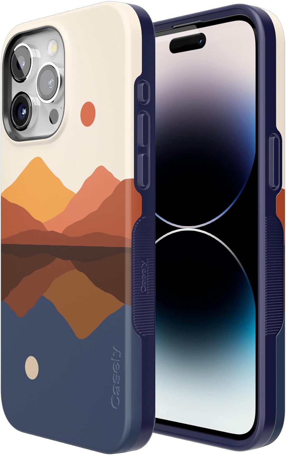 Casely iPhone 15 Pro Max Case | Opposites Attract | Day & Night Colorblock Mountain | Compatible with MagSafe | Bold Protective Design and Action Button