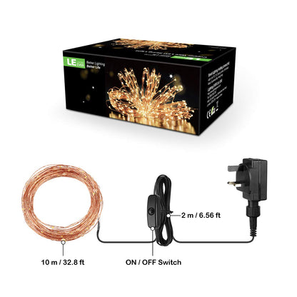 Lepro Fairy Lights Plug in, 10m 100 LED Copper Wire Fairy Lights, 33ft Warm White Christmas Tree Lights, Fairy String Lights Mains Powered for Christmas Decorations, Bedroom, Party, Wedding and More