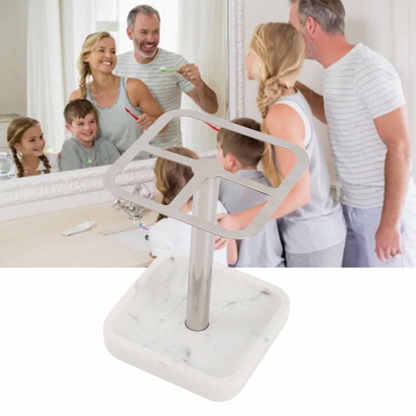 CYTGOUPER Stainless Steel Toothbrush Holder,Toothbrush and Toothpaste Stand,Bathroom Toothbrush Storage Organizer Toothbrush Holders Shelf for Bathroom Vanity Countertops (Silver)