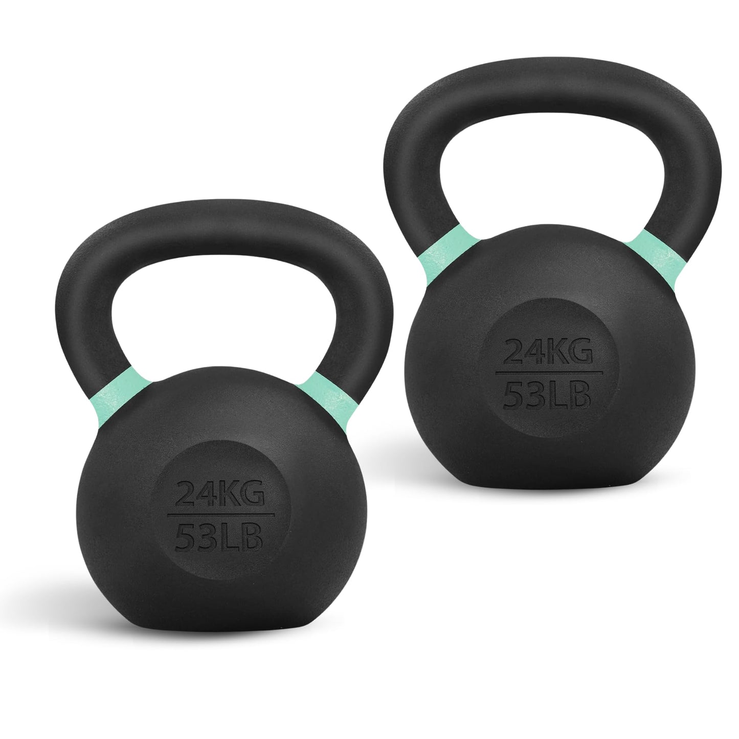 Yes4All Powder Coated Kettlebell, Cast Iron Core Kettlebells with Non-Slip Handle & Flat Bottom for Conditioning, Heavy Duty for Strength Training, 9lb to 71lb - Single & Pair