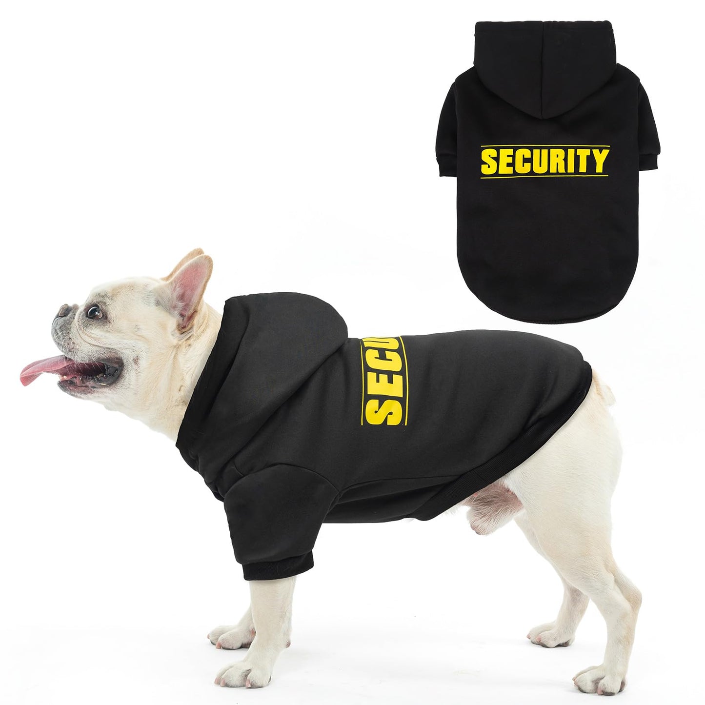 SCENEREAL Security Hoodie Sweaters for Small Medium Large Dogs, Halloween Costume Brushed Fleece Clothes With Hat, Soft Warm Winter Coat With Leash Hole for All Weather, M