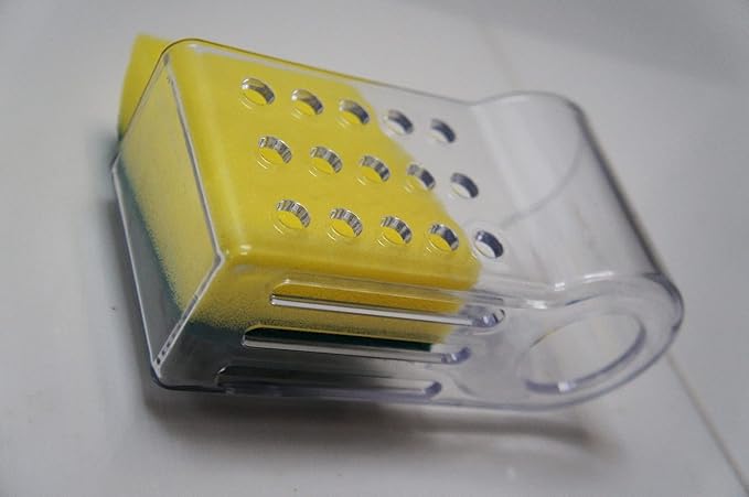AMUONTY Sponge Holder for Kitchen Sink Suction, Plastic Sink Brush Sponge Caddy