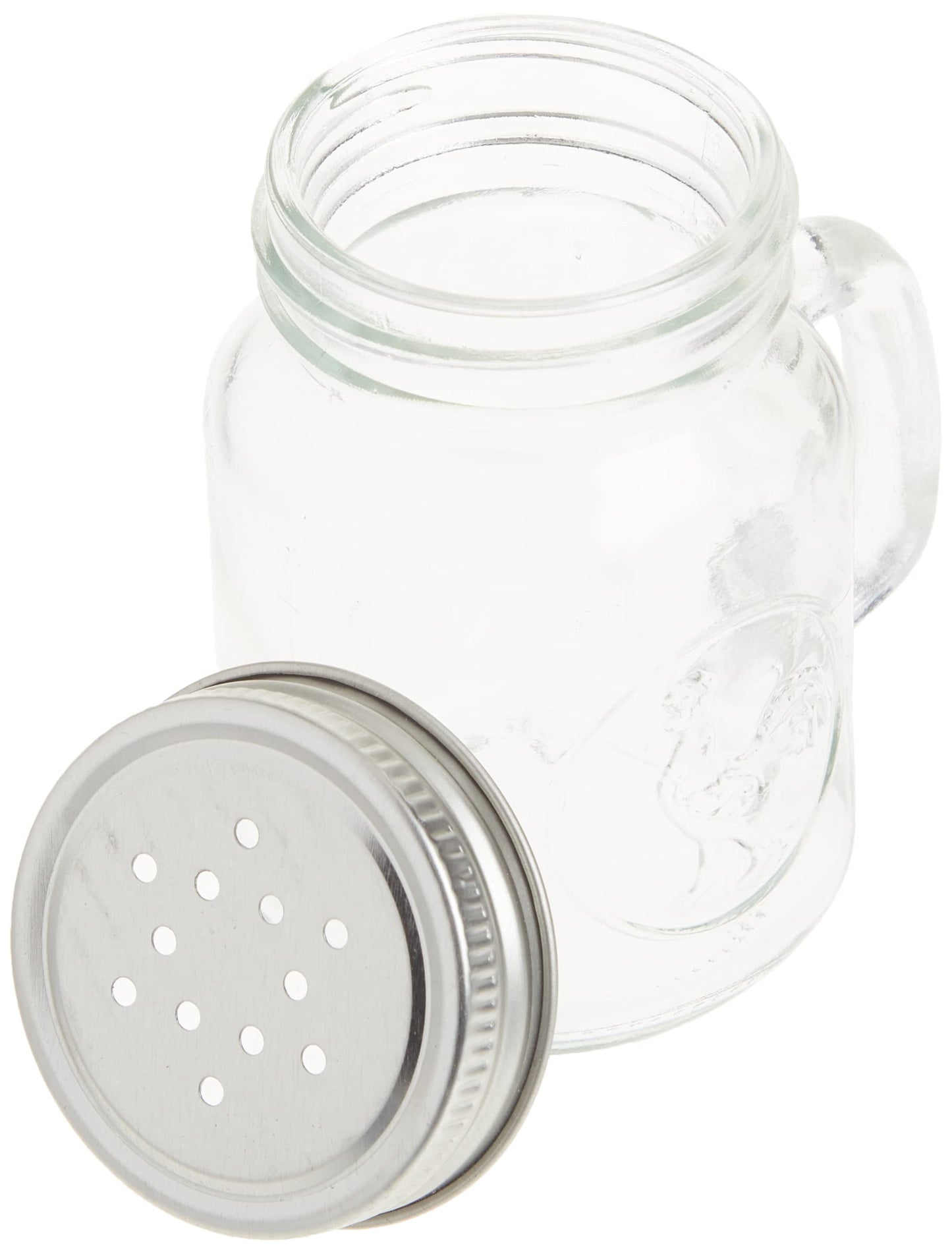 Circleware Mason Jar Rooster Mug Salt and Pepper Shakers, 5 oz, Clear