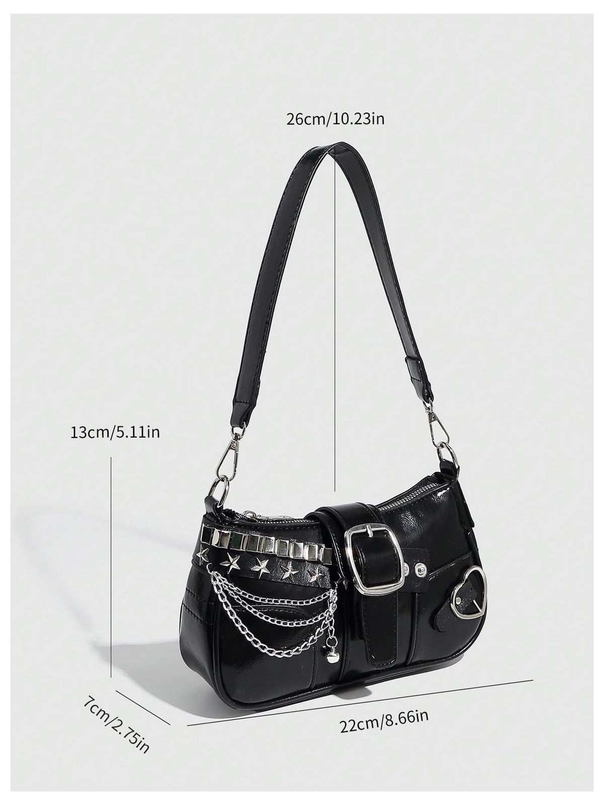 Verdusa Women's Y2k Star Embroidery Shoulder Bag Mini Chain Hobo Handbag Purses