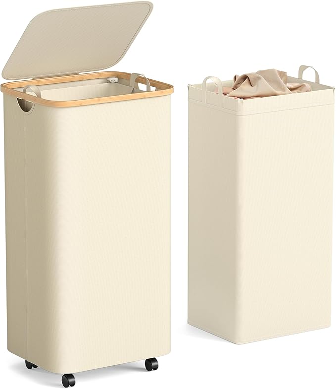 Yecaye 100L Large Capacity Laundry Hamper – Foldable Rolling Laundry Basket