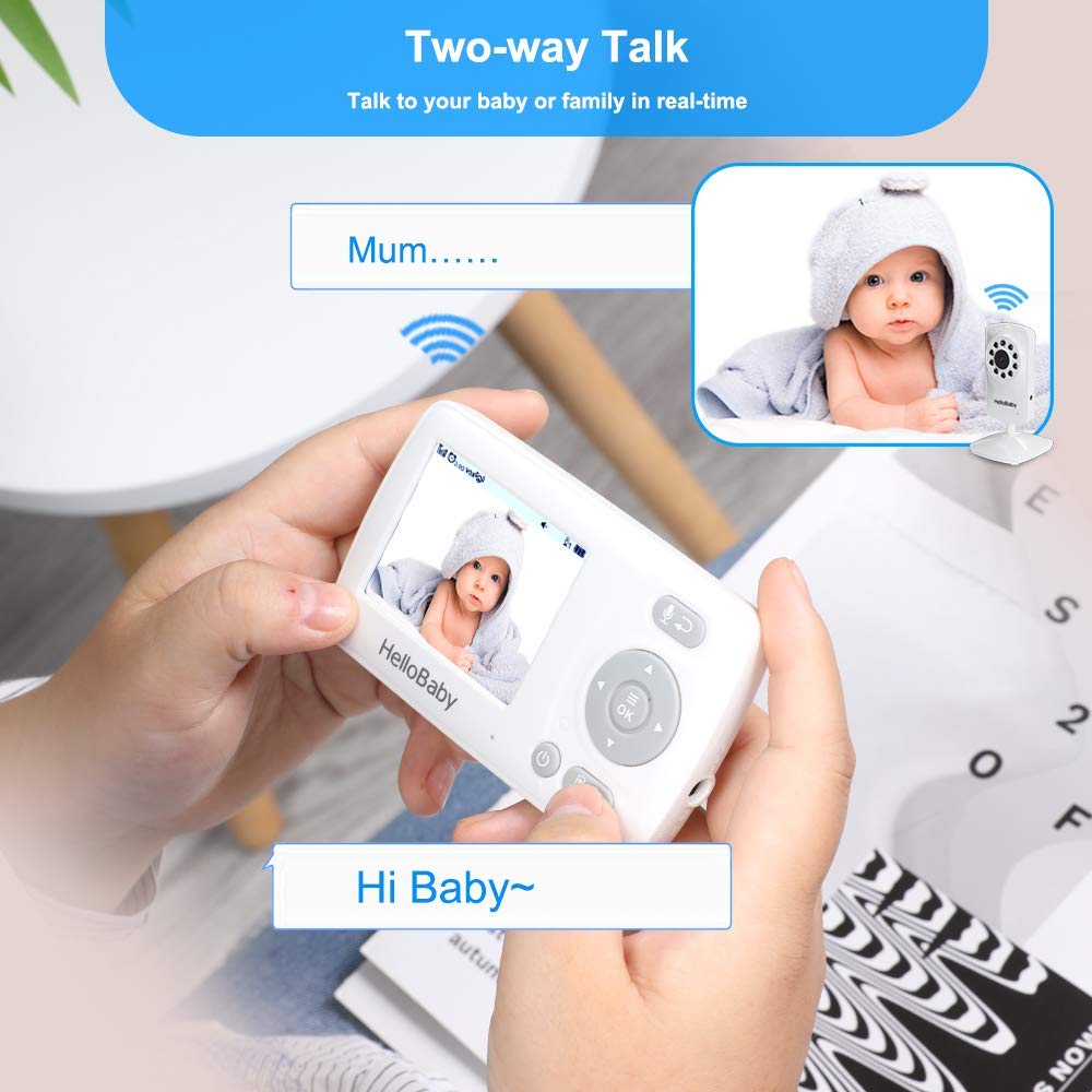 HelloBaby Baby Monitor, Upgrade Video Baby Monitor with Camera and Night Vision, 960p, No WiFi for Privacy, ECO Mode,Digital 2X Zoom,Alarm Function