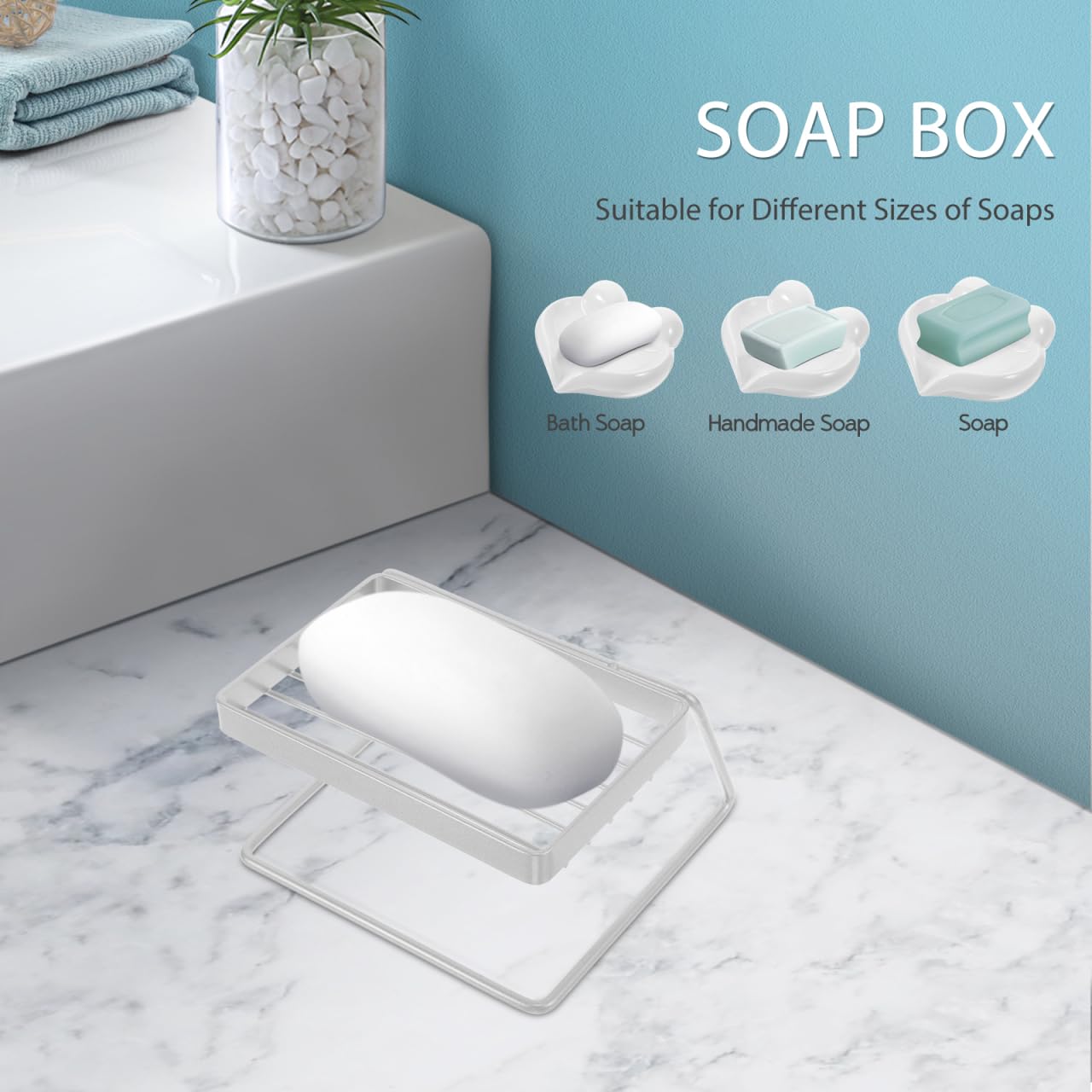 SEWACC Stainless Steel Soap Dish with Self Draining Tray Shower Soap Holder for Bathroom and Kitchen Bar Storage Box 4.64X4.25X2.55In