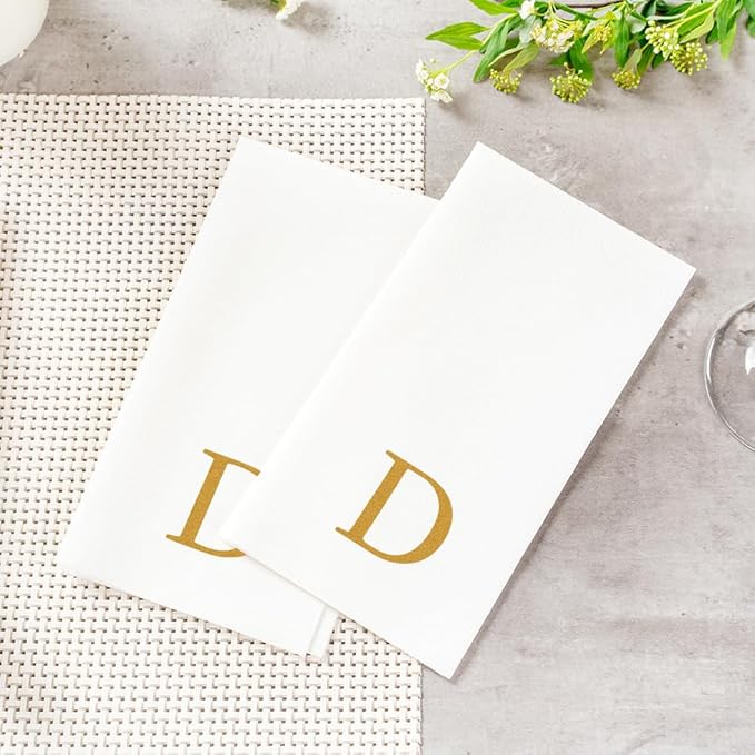 Luxenap 15.8 X 7.9 Inch Linen-Feel Guest Towels, 50 Lettered Hand Towels