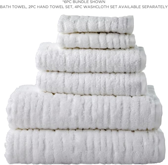 SKL Home CloudSoft 100% Cotton Luxury 6-Piece Towel Set, 600 GSM, Ultra Plush &