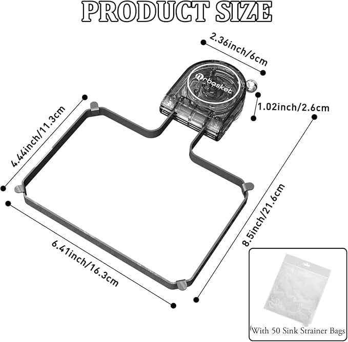 Kitchen Sink Strainer with Filter Mesh Bag, Food Waste Filter Basket, Suction