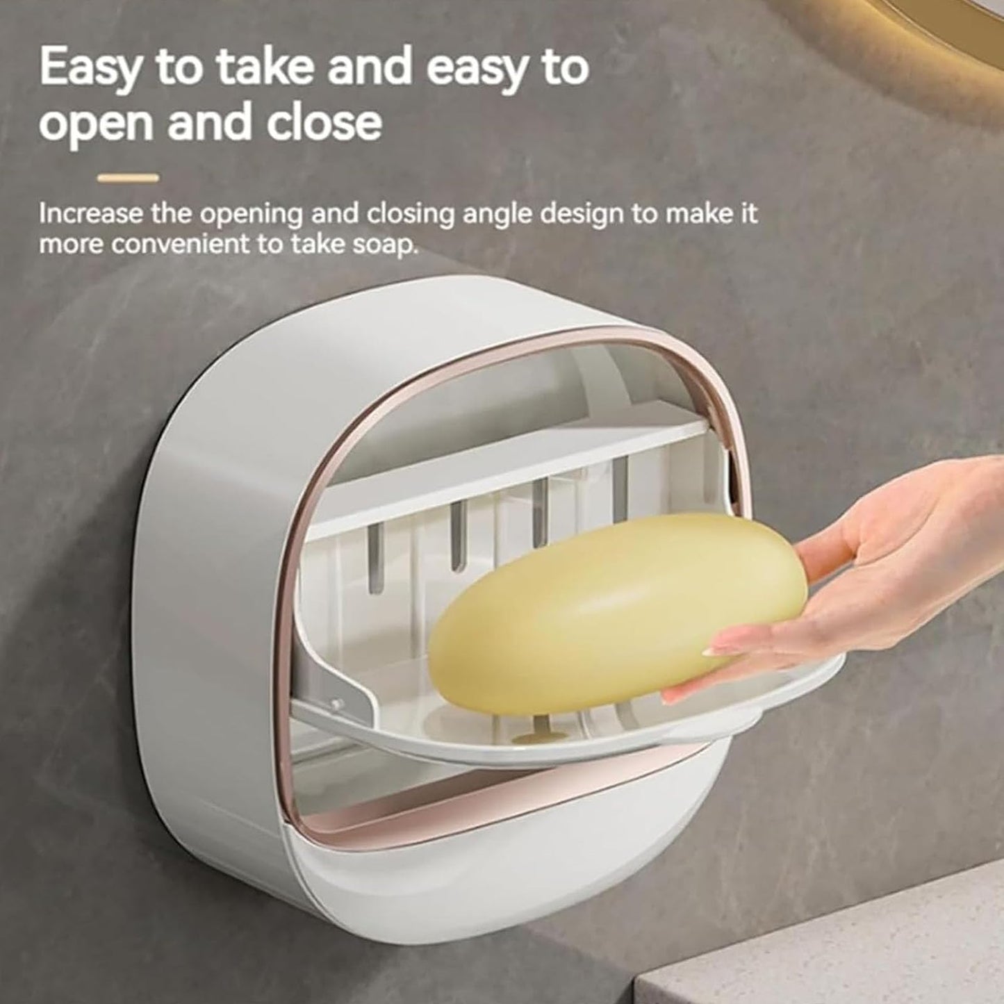 Soap Holder Dish Shower, Bar Soap Holder with Drainage, Self Draining Soap Holder, Wall Mounted Soap Box Tray Container for Bathroom, Bathtub Kitchen Sink (1PC White)