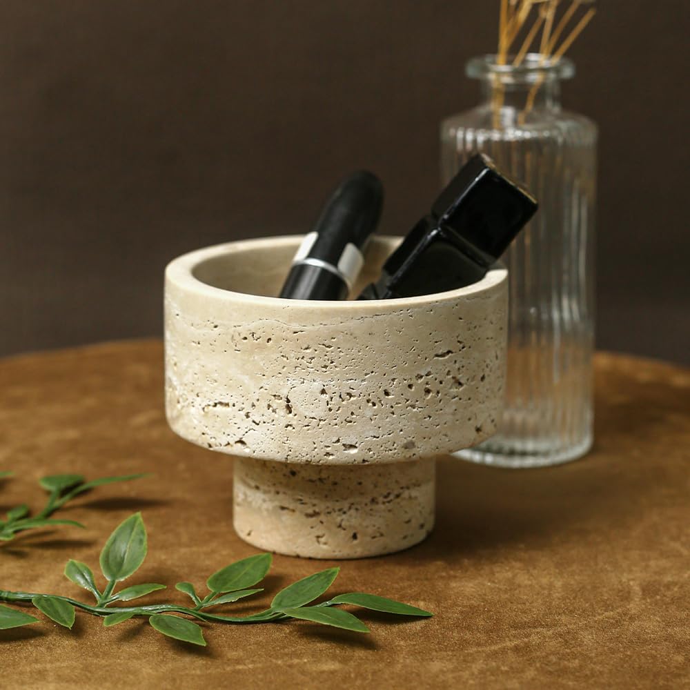 Elegant Italian Travertine Tealight Holders, Luxurious Votive Candle Holders for Home Decor, Natural Stone Pillar Candle Holder for Table Centerpieces, Elegant Wedding Dinner Party Table Decor