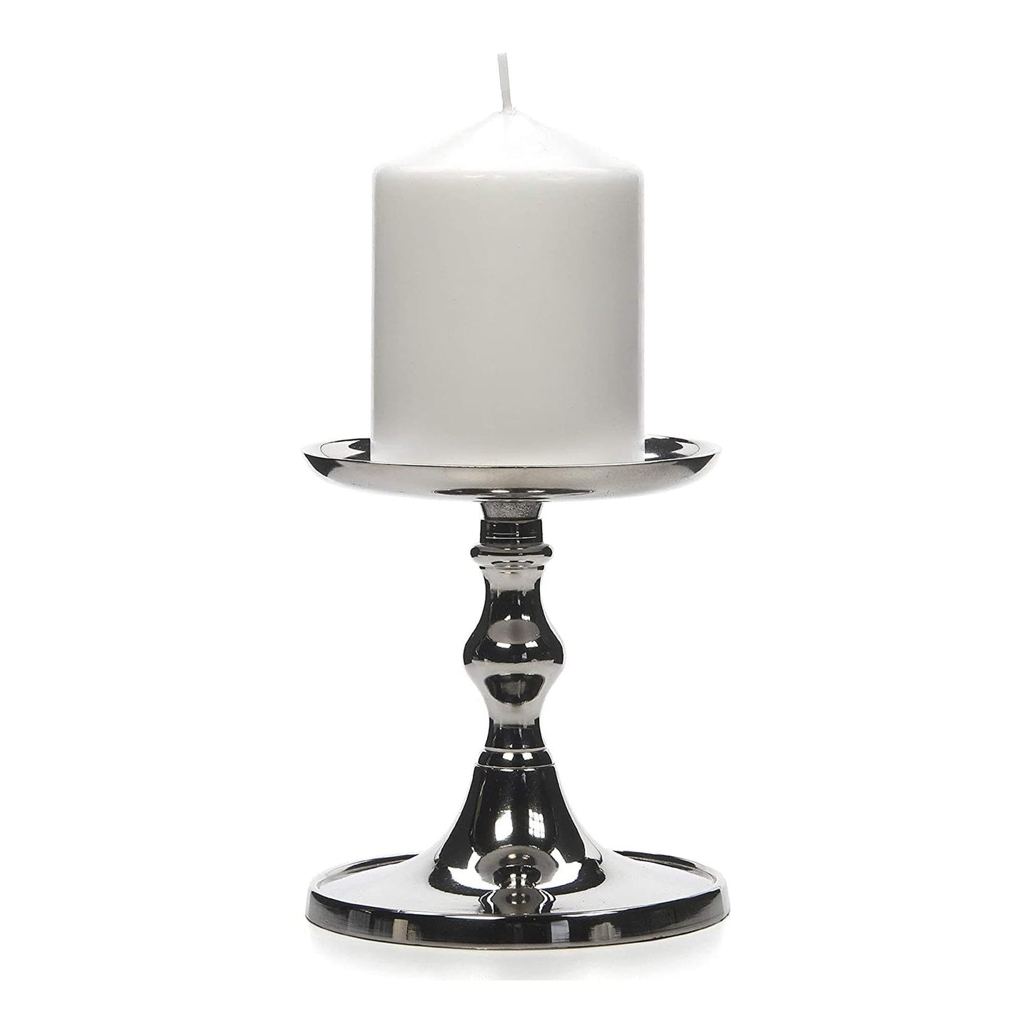 Hosley Aluminum Metal Decorative Pillar Candle Holder Silver Finish for Candles or Display, 5Inch High - Ideal for Weddings, Parties, Events, Home Decor, Gifts, Elegant