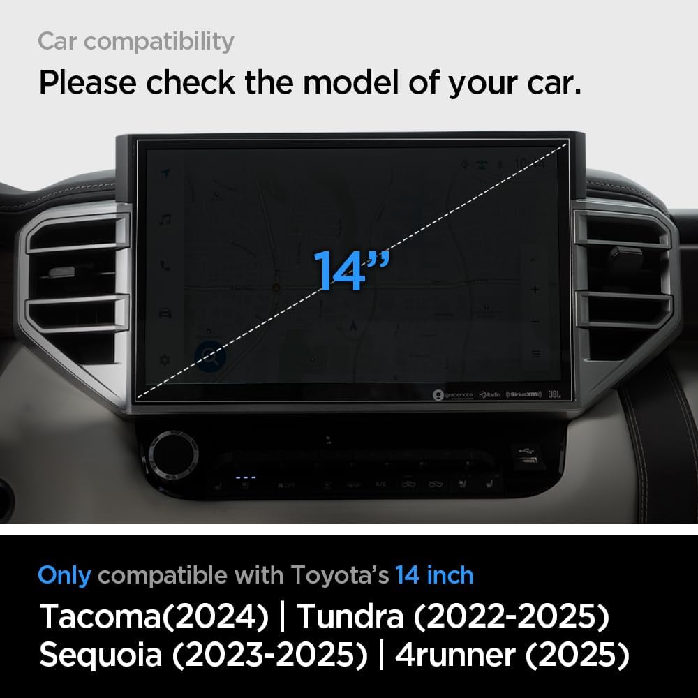 Spigen Tempered Glass Screen Protector [GlasTR Slim] designed for Toyota Tundra(2025-2022), Sequoia(2025-2023), Tacoma(2024/2025), 4Runner(2025) 14 inch Dashboard Touchscreen - Matte/Anti Finger Print