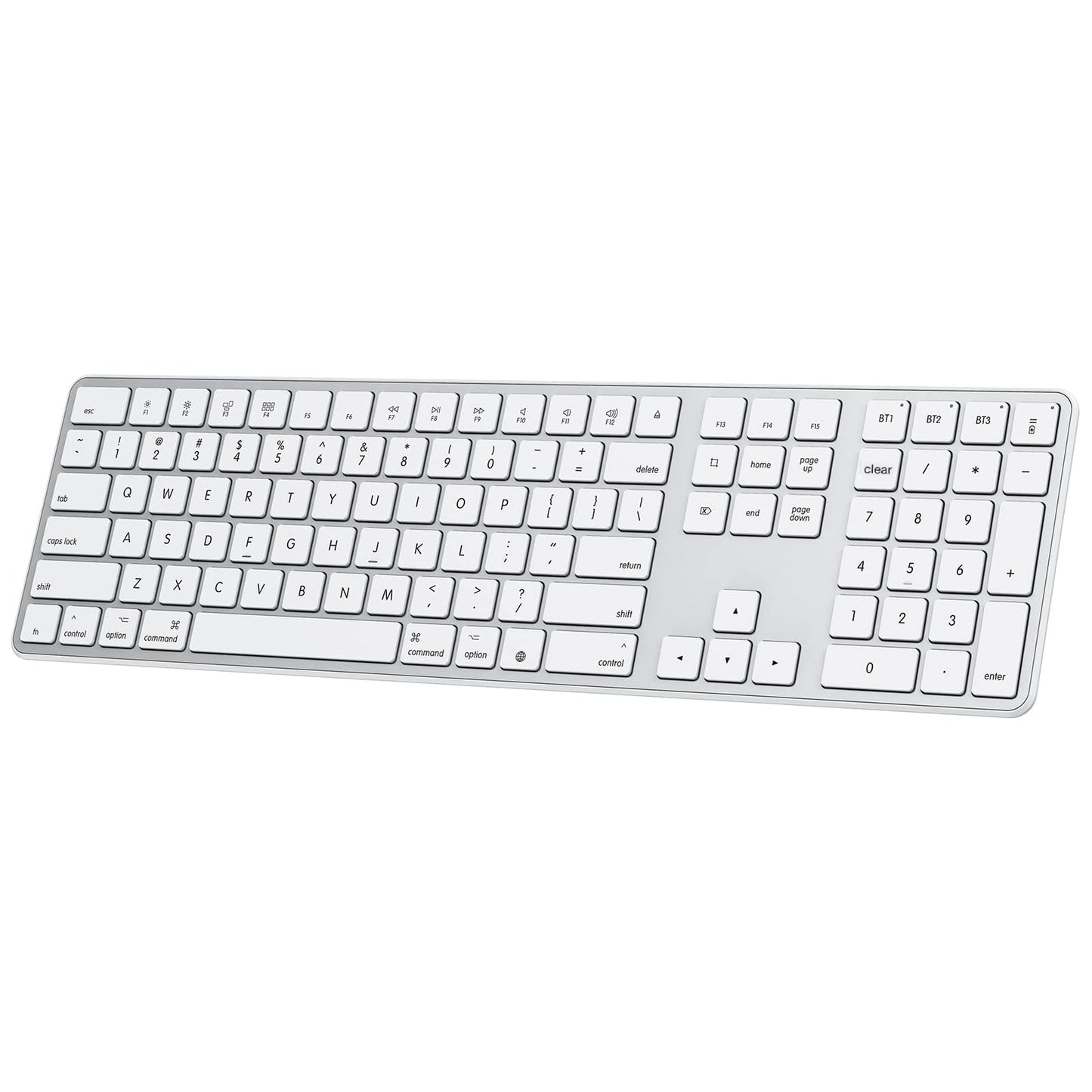 OMOTON Bluetooth Keyboard Compatible with Mac, with Numeric Keypad, Rechargeable Wireless Keyboard Compatible with MacBook Pro/Air, iMac, Mac mini/Pro Laptop and PC (Silver)