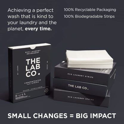 The Lab Co. Laundry Detergent Strips Sheets | 64 Loads | Eco Ultra-Concentrated | Non-Bio for Sensitive Skin | Relaxing Fragrance Cotton Lavender Jasmine