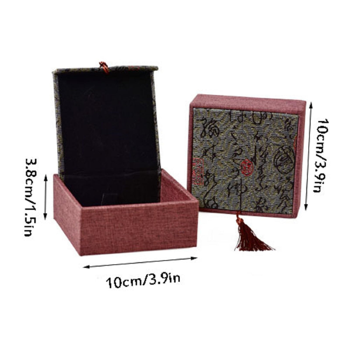 MIAO JIN 6 Pieces Retro style Square Tassel Jewelry Boxes Set Small Travel Gift Organizer, Portable Traditional Bracelet Jewelry Earring Packaging Case for Valentine Day Anniversary Birthday Gift
