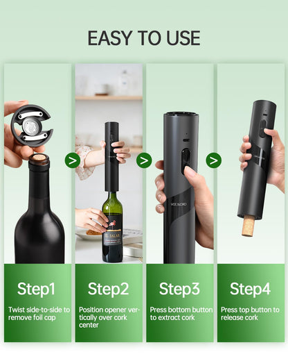 CIRCLE JOY Rechargeable Wine Opener Electric Wine Bottle Opener 7-in-1 Wine Gift Set with Electric Vacuum Pump, Charging Station, Foil Cutter, Wine Aerator Pourer and 2 Wine Stoppers