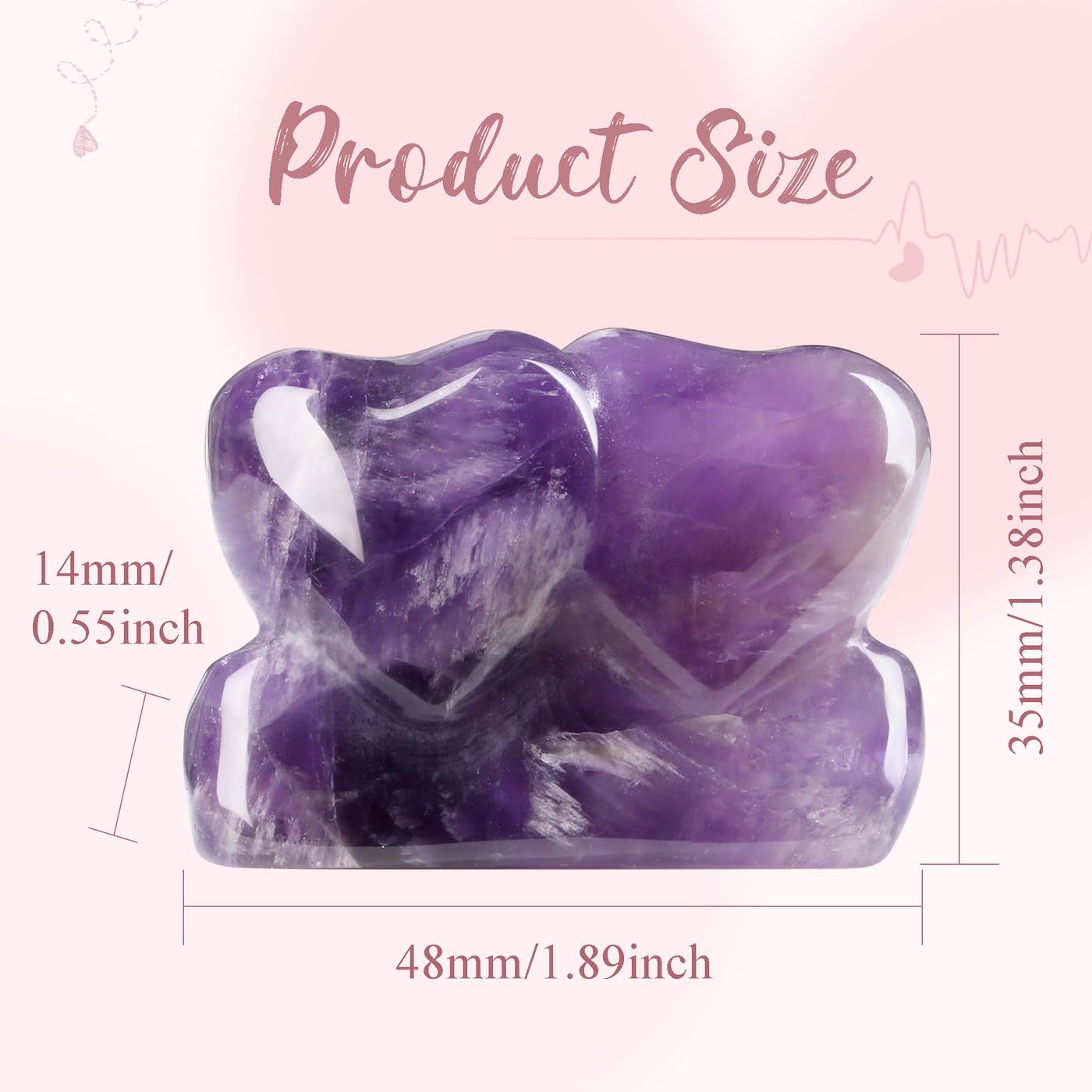 ZHIYUXI 1.8" Amethyst Crystal Double Heart Figurine, Purple Romantic Love Symbol Decor for Couples, Anniversary Birthday Wedding Gifts for Wife Girlfriend, Bedroom Desk Shelf Decoration