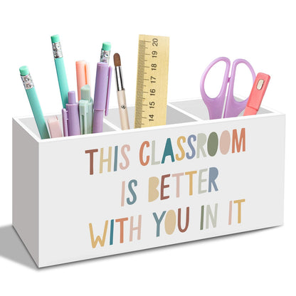 nvucamd Boho Classroom Pen Pencil Holder for Desk, Boho Office Desk Accessories, Back to School Pen Holders Organizer for Students Boys Girls Teachers,This Classroom Is Better with You in It