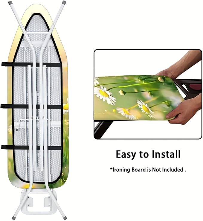 Nuxovilar White Daisy & Yellow Floral Pattern Ironing Board Cover, 15×54 inch