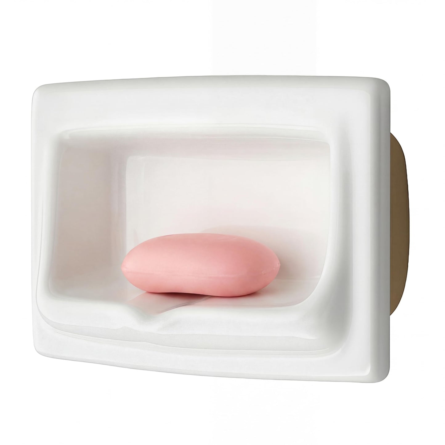 Acellegic 1 Pcs 9.8 x 6.5 White Vintage Recessed Ceramic Soap Dish for Shower Wall, Space-Saving, Large Retro Ceramic Soap Holder, Self-draining Built-in Holder for Bathroom & Laundry Keep Dish Dry