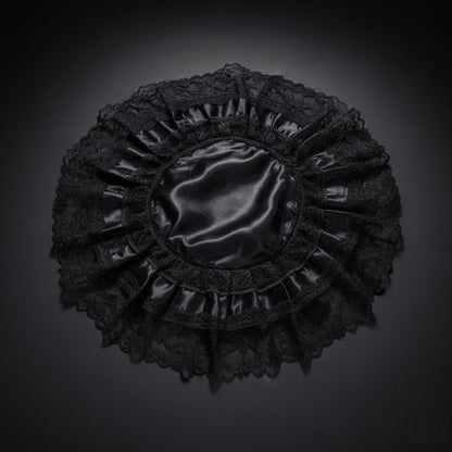 DARK GOTVIC Gothic Victorian Resin Vase with Lace Doily – Waterproof 14" Black Vase for Fresh and Artificial Flowers – Goth Home Decor, Gift, Black Wedding or Halloween Table Centerpiece
