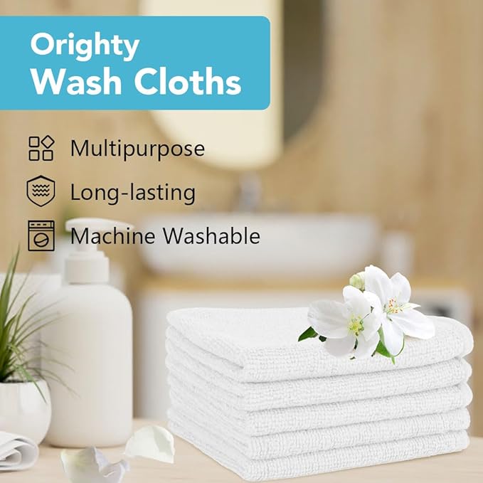 Orighty Wash Cloths Bulk Towels Set 200 Pack, Highly Absorbent and Soft Feel