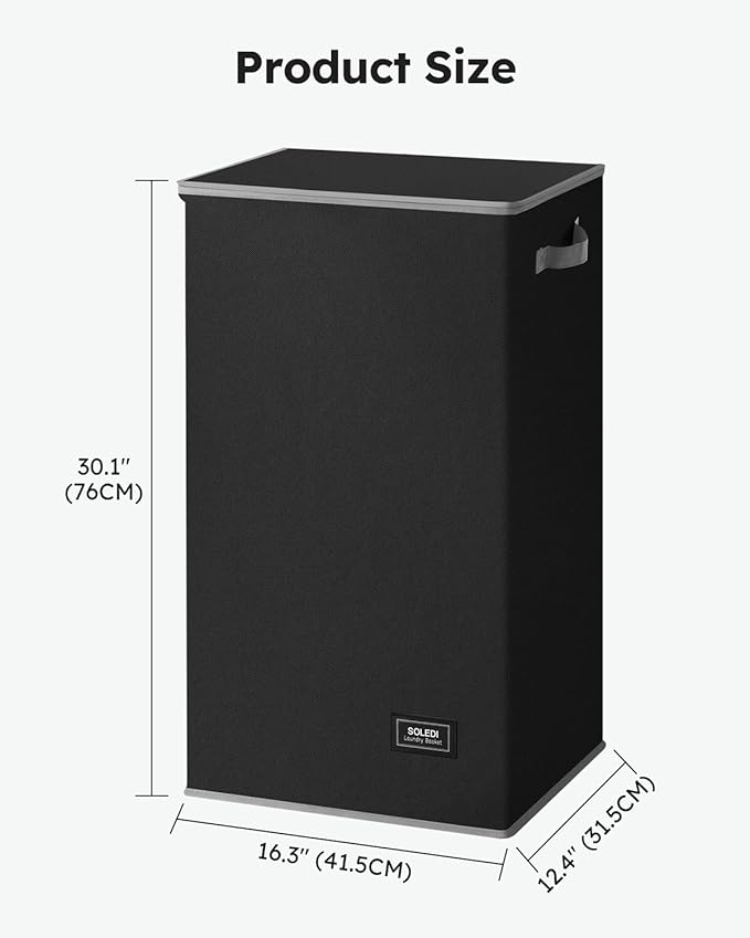 SOLEDI Laundry Hamper Black - 100L Large and Tall Laundry Basket Collapsible