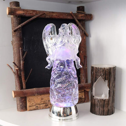 Wondise Color Changing Angel Lighted Snow Globe Water Lamp with 6 Hour Timer, 11 Inches LED Angel Lights Battery Operated Swirling Glitter Christmas Home Decor(Angel Praying Figurine)