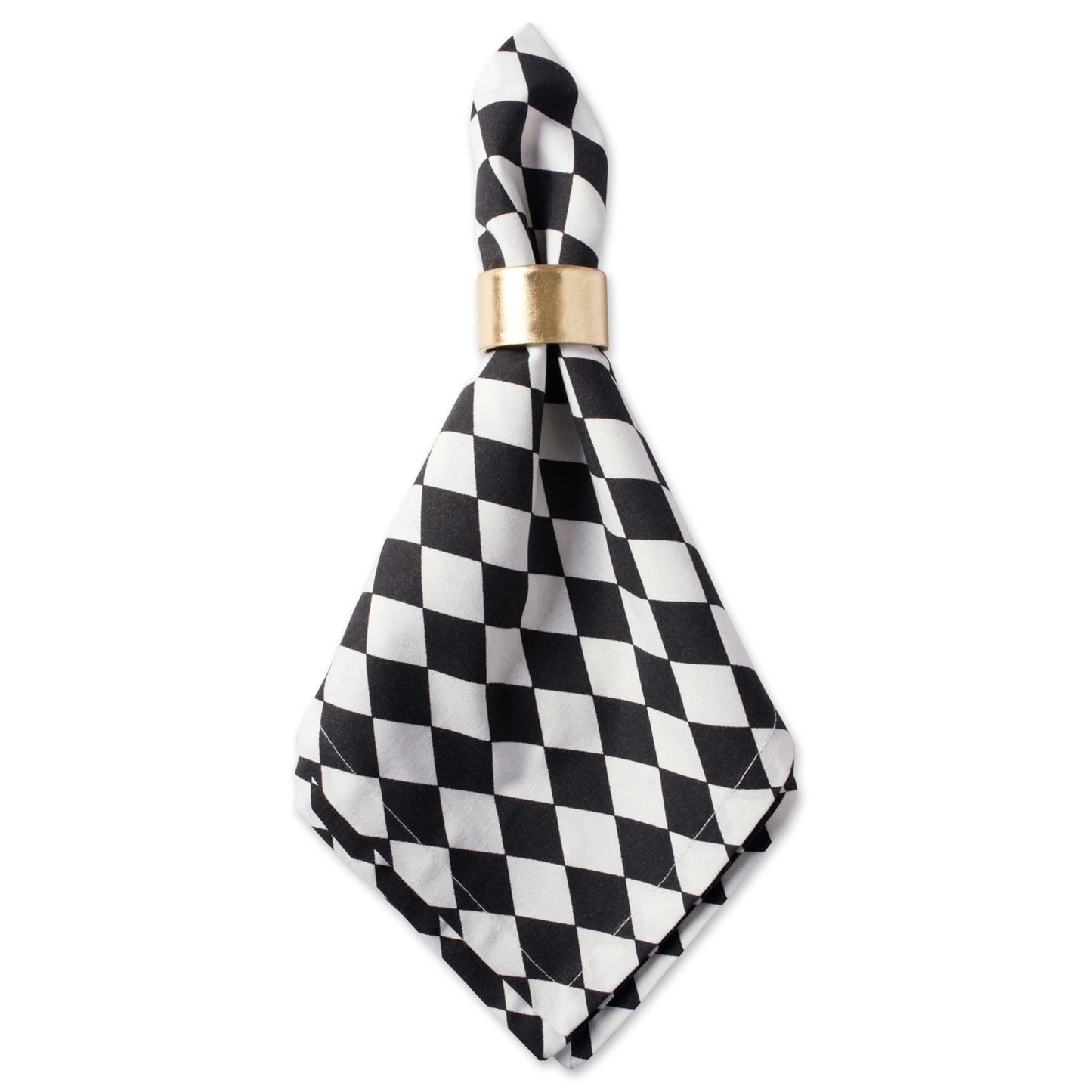 DII Halloween Tabletop, Harlequin Collection, Napkin Set, Black and Cream 6 Piece