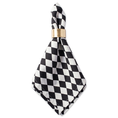 DII Halloween Tabletop, Harlequin Collection, Napkin Set, Black and Cream 6 Piece