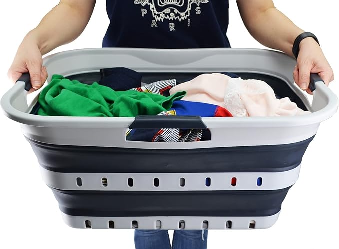 SAMMART 42L Collapsible Plastic Laundry Basket