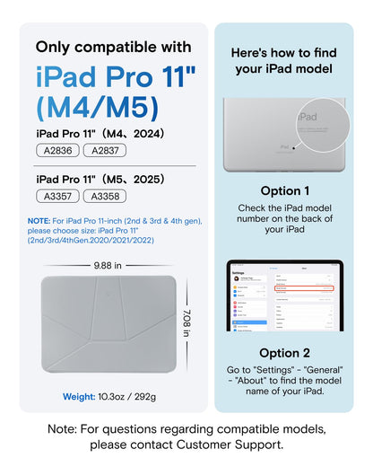 MOFT Dynamic Folio Tablet Stand for Desk Compatible with iPad Pro 11- inch (M5 2025 / M4 2024), Slim Magnetic Tablet Holder Case with 20+ Viewing Angles, Cement x Sapphire