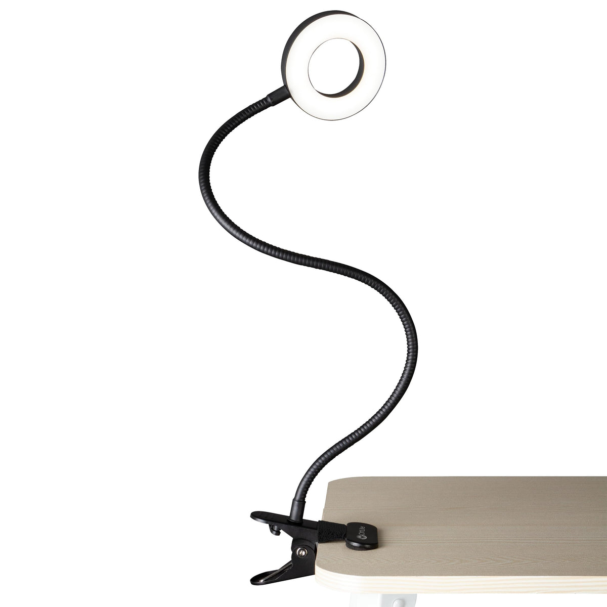 OttLite Capture Clip-On LED Desk Lamp and Ring Light for Desk, Use for Reading, Selfie, for Computer, ClearSun LED Technology, Dimmable with 3 Color Modes