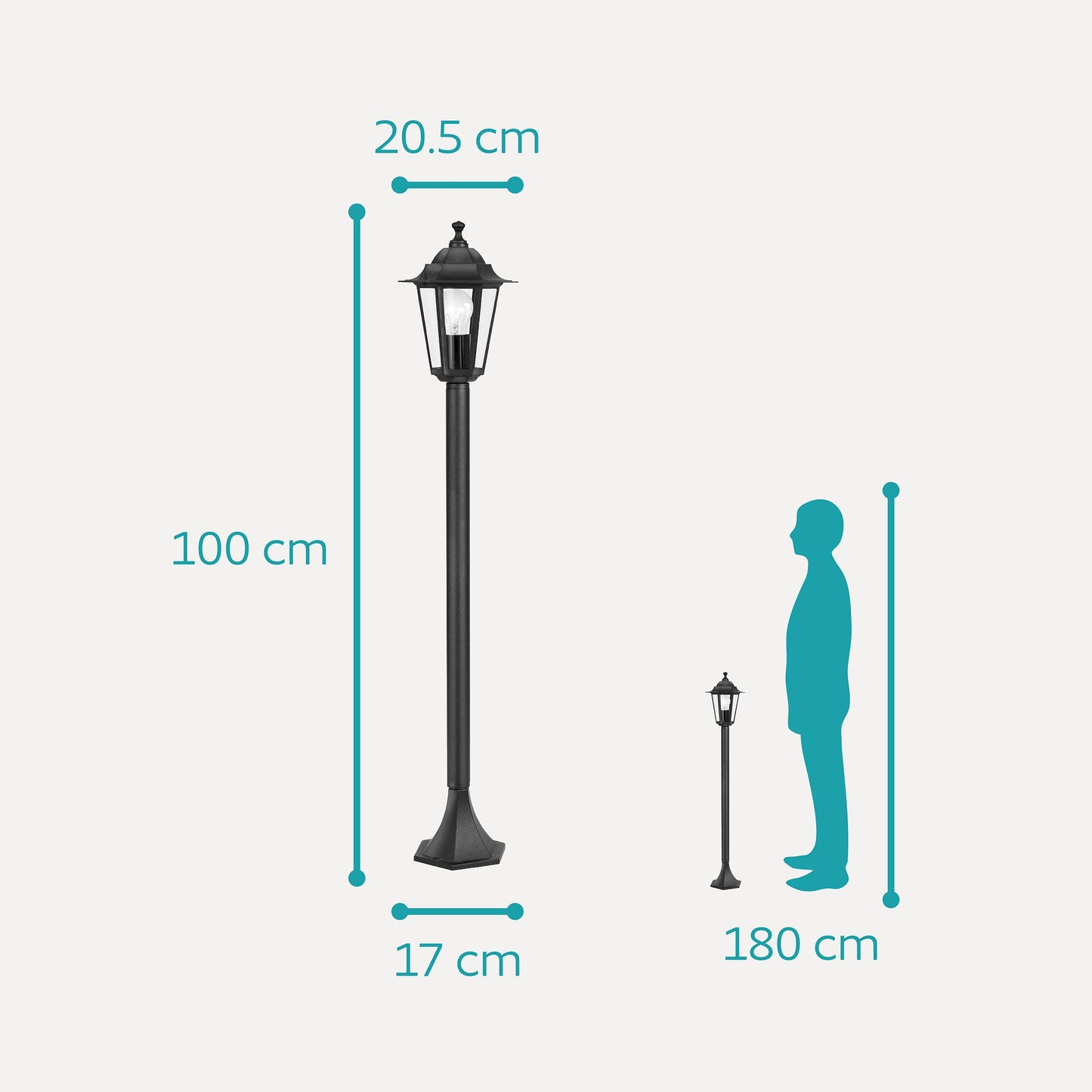 Eglo Laterna 4 Outdoor lamppost, Victorian Style Street lamp, Electric Garden and Driveway Light, cast Aluminium and Glass, Black Lantern, E27 Socket, IP44
