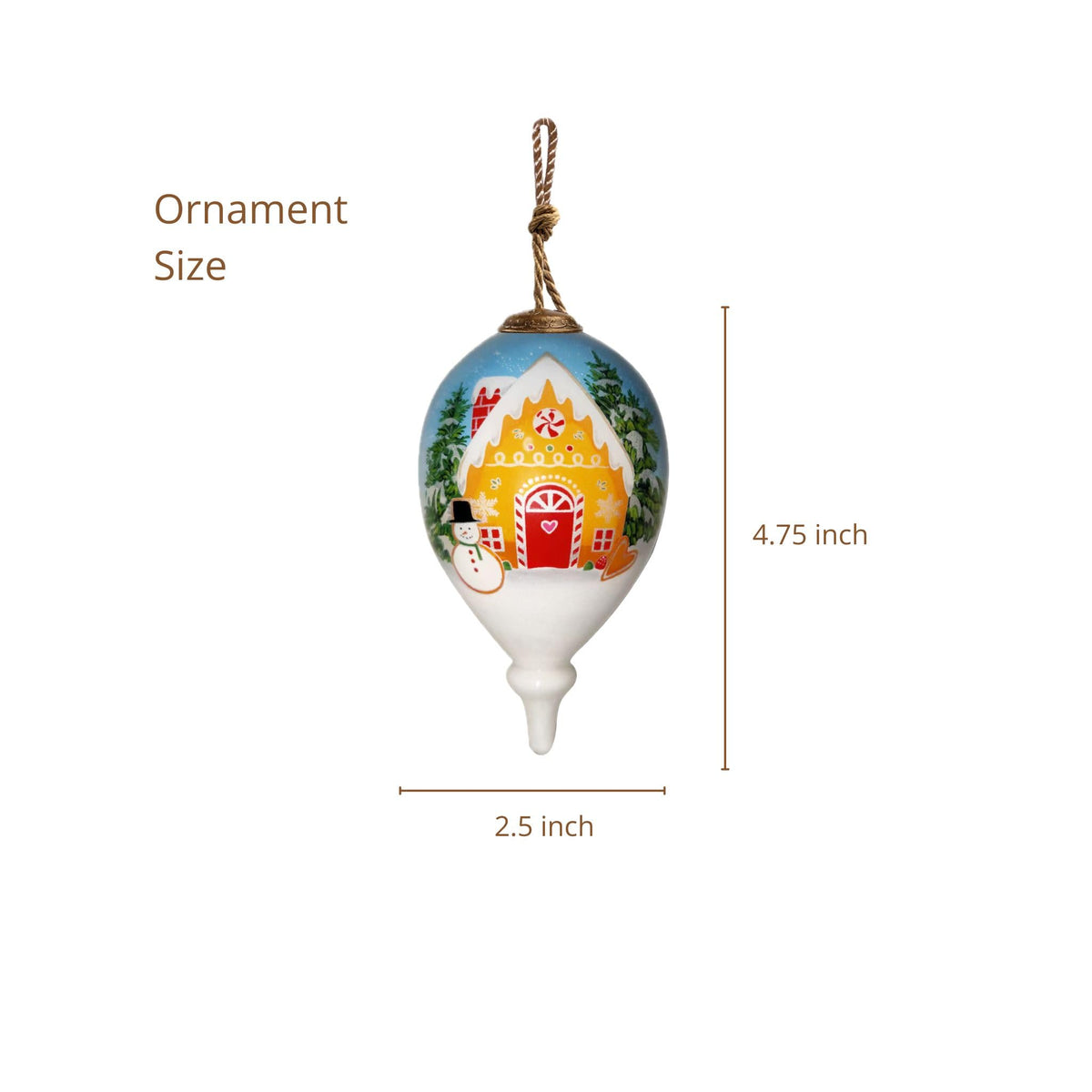 Gingerbread Ornament, Hand-Painted Glass Collectible – Gingerbread House & Man Christmas Decoration – Holiday Tree or Kitchen Décor – Gift Box Included (4.75”)