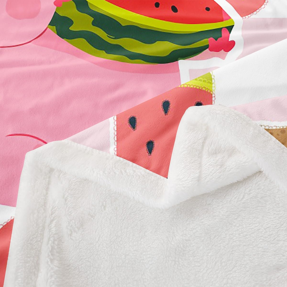 Feelyou Cute Axolotl Sherpa Blanket - Cartoon Watermelon Salamander Fleece Throw - Kawaii Ocean Sealife Plush Gift for Girls Women - Fuzzy for Sofa Bed Couch, 40x50 Inches