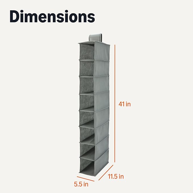Amazon Basics 8-Tier Hanging Closet Shelf Shoe Organizer, Space Saving Storage