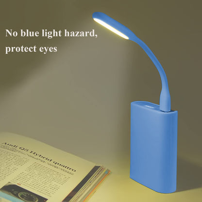 Mini Flexible Light, Portable USB Led Reading Night Lamp for PC Laptop Computer Notebook Power Bank - 2 Pack (Black)