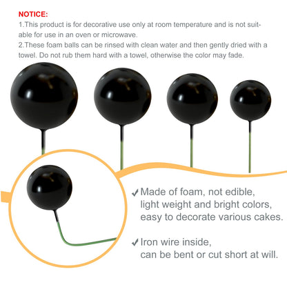 NEBURORA 60 Sheets Black Tissue Paper Bundles 64 Pcs Balls Cake Toppers and Leaves Decoration for Halloween Party,Blcak Party Decoration